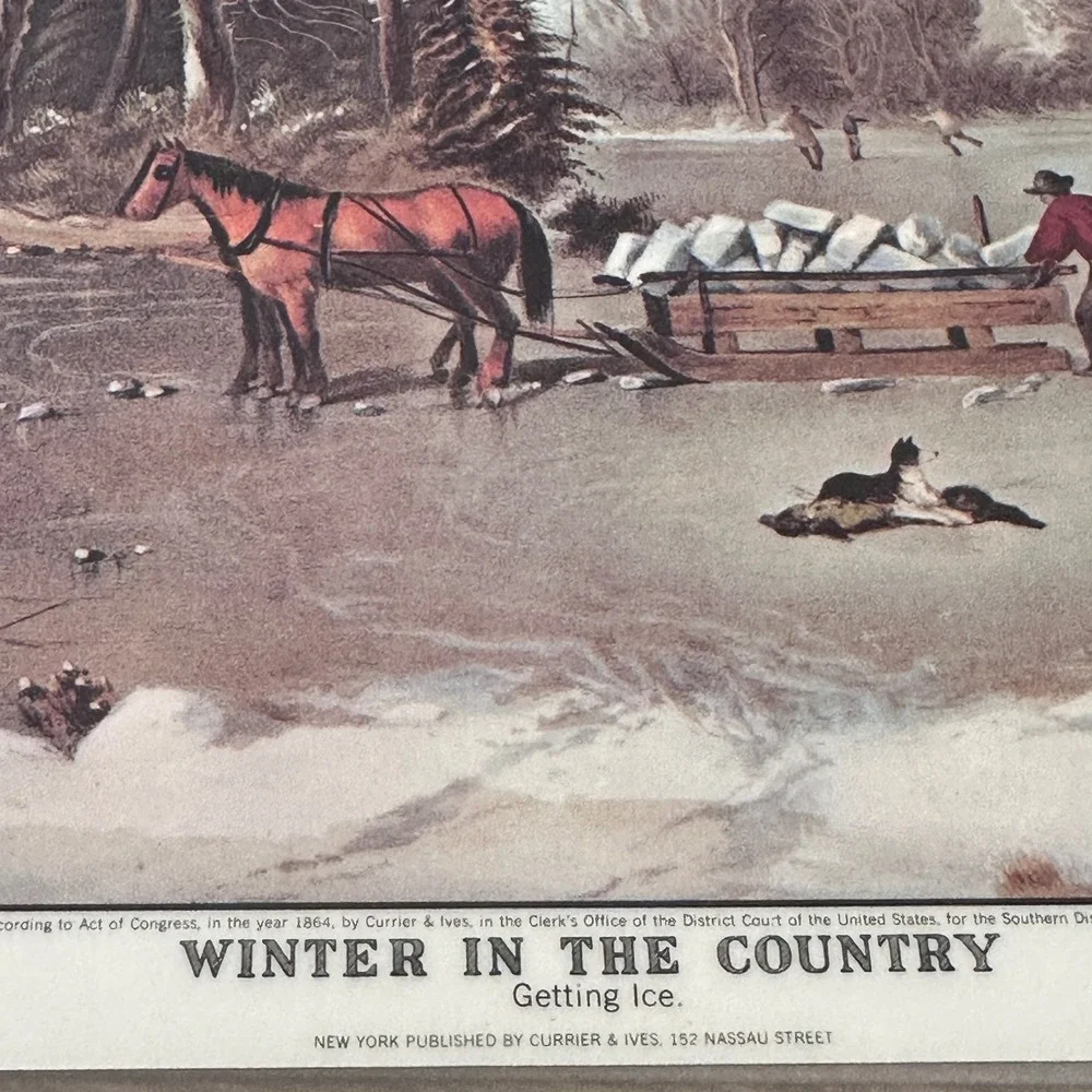 VTG Currier & Ives American Winter Scenes Reversible Set of 8 Holiday Placemats